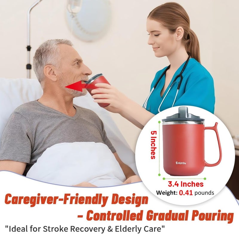 EZSLINGGLIDE Dysphagia Regulating Drinking Cups for Swallowing Difficulty - with 5cc, 10cc, & 15cc Sip Cup Options - Liquids Only - Pack of 1 (Red) - Image 4